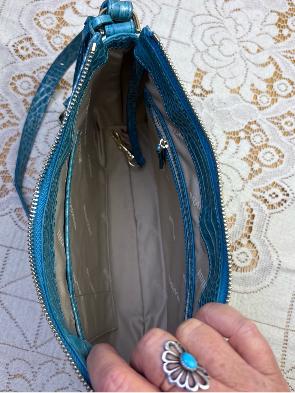 Brahmin Shayna Mermaid Green Melbourne Croc Embossed Leather - Picture 10 of 15